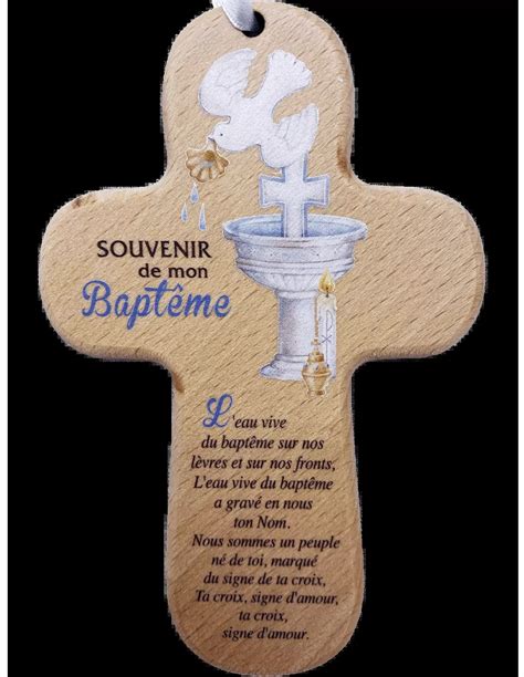 Cadeau de baptême : Croix bois \"Souvenir de mon Baptême\" | Compto...