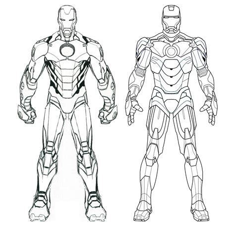 Iron Man Armor Suits Drawing Sketch Coloring Page