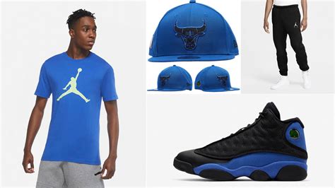 Jordan 13 Hyper Royal Black Shirt Hat Outfit | SportFits.com