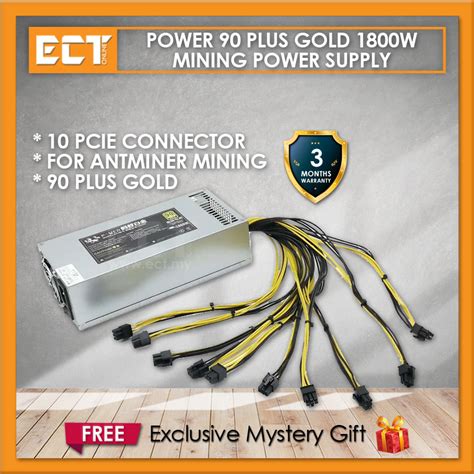 Power 1800 90 Plus Gold 1800W 10 PCIE Power Supply (PSU) - For Antminer ...