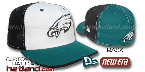 Philadelphia Eagles PINWHEEL White-Black-Green Fitted Hat