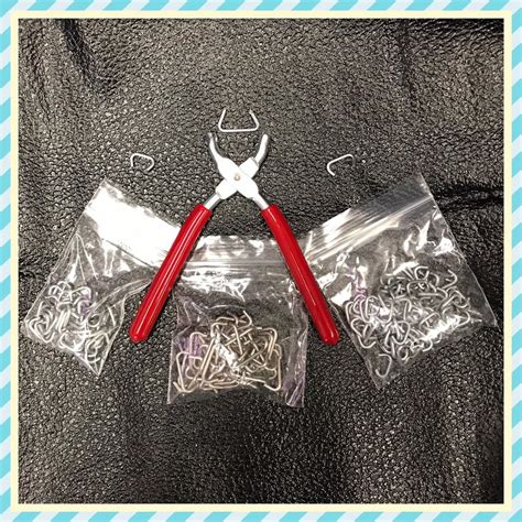 Hog Ring Pliers and 50 Each Hog Rings 3/4, 1/2 & 3/8 Galvanized for ...