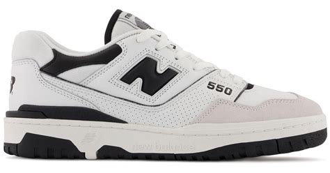 New Balance 550 Leather & Suede Sneakers in White,Black (White) - Lyst