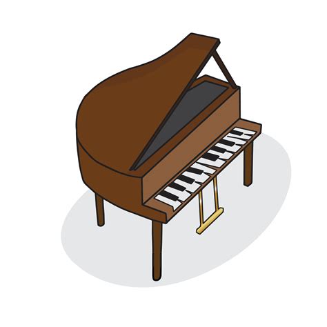 Brown old piano in cartoon style ,Clip Art - vector illustration isolated on white background ...