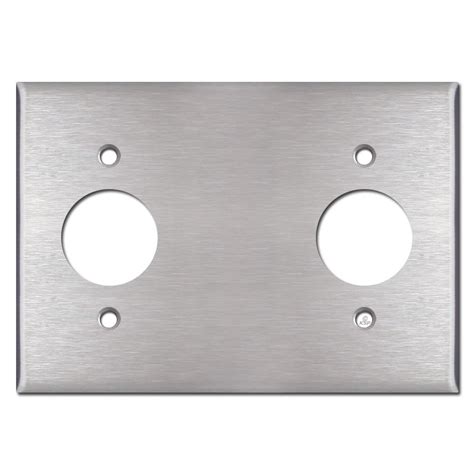 Double 1.62'' L620R 20A Plug Outlet Cover - Satin Stainless Steel