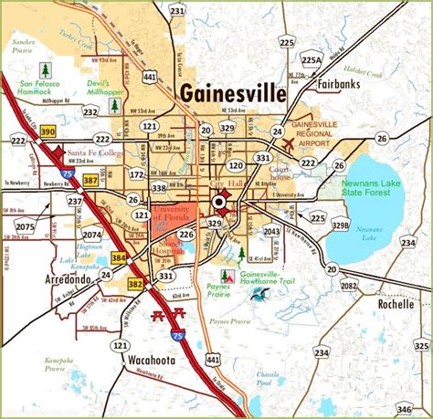 Gainesville Area Road Map - Ontheworldmap.com