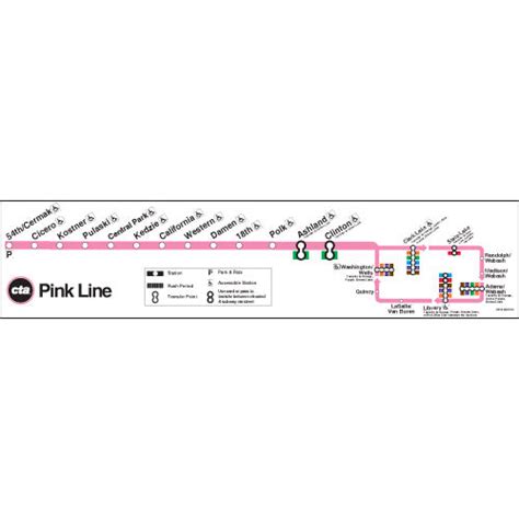 Chicago Transit Authority Pink Line Map Poster – CTAGifts.com