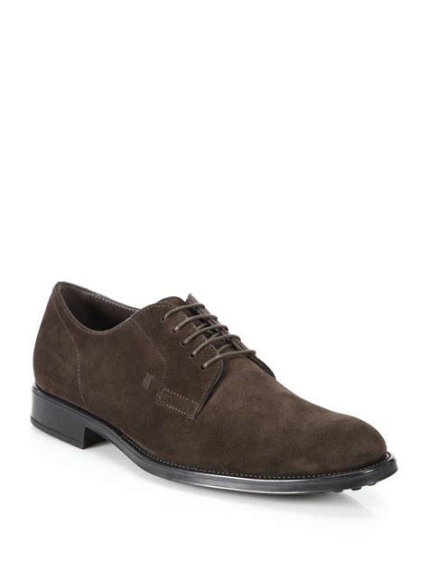 Lyst - Tod's Suede Derby Shoes in Brown for Men