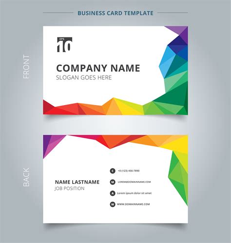 Business name card template design abstract colorful low polygon style ...