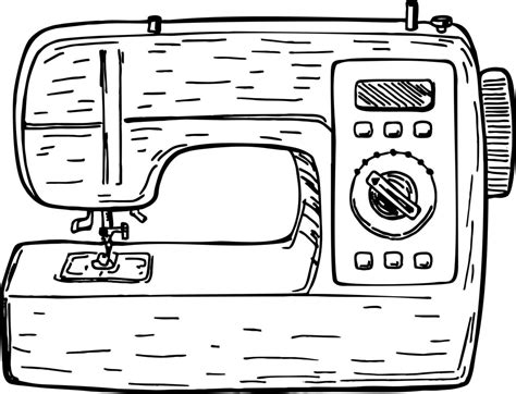 Hand drawn sketch Sewing machine modern. Side view. For your design 14000363 Vector Art at Vecteezy