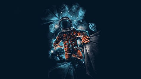 Download wallpaper 1600x900 space, astronaut, galaxy, dark, artwork, 16 ...