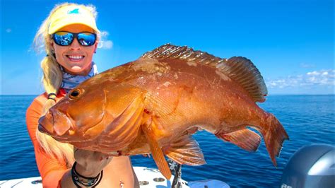 Deep Sea Red Grouper! Catch Clean Cook! GROUPER CHEEKS! Deep Sea Adventure (Gulf of Mexico Fishing)