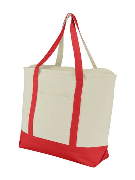 DALIX 22" Extra Large Cotton Canvas Zippered Shopping Tote Grocery Bag ...