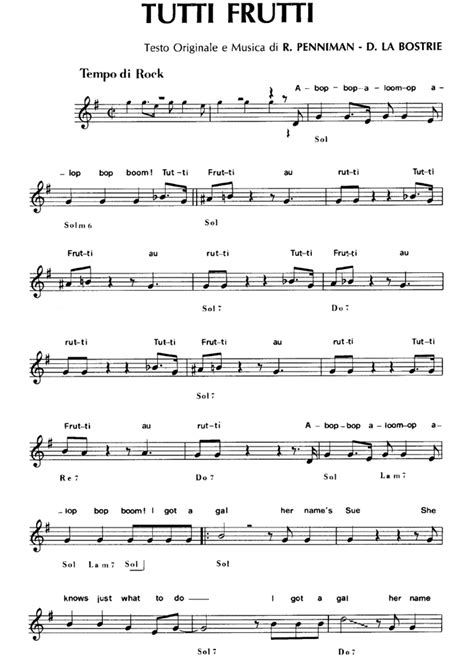 TUTTI FRUTTI Sheet music | Easy Sheet Music