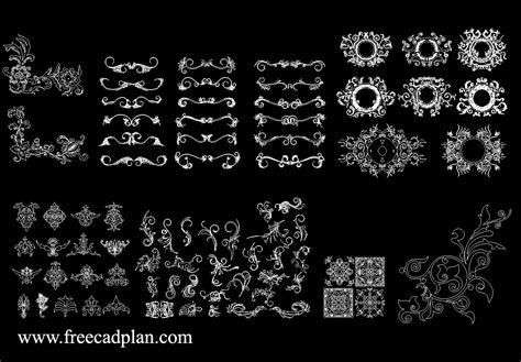 Floral and geometric patterns DWG CAD Block , Autocad - free cad plan