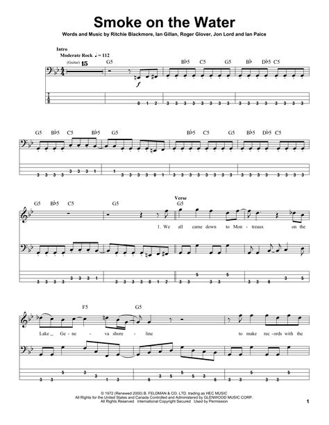 Smoke On The Water by Deep Purple - Bass Tab - Guitar Instructor