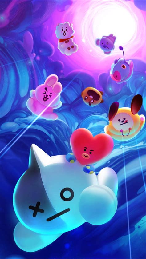 Download Cute BT21 3D Falling Down Wallpaper | Wallpapers.com