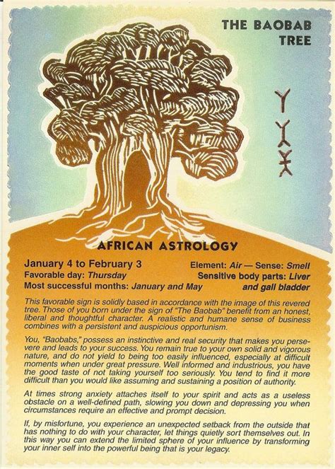 Zodiac Unlimited African astrology postcard: The Baobab Tree 12 Zodiac, Astrology Zodiac, Zodiac ...