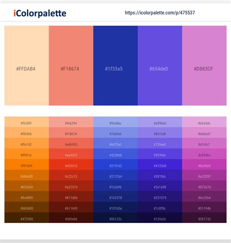 1 Latest Color Schemes with Peach Puff And Royal Blue Color tone combinations | 2024 | iColorpalette