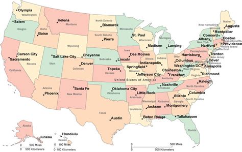 Labeled States And Capitals Map - Goimages Garden