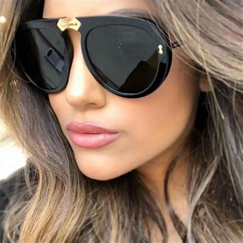 Luxury Oversize Sunglasses Women Retro Brand Designer Big Frame Black ...