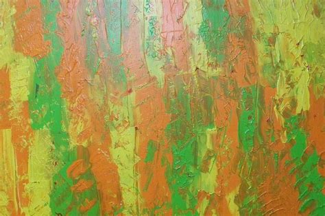 Green Yellow Orange Abstract Painting by Patricia Campbell