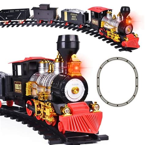 Kids Classic Battery Operated Electric Railway Train Car Track Set for Play Toy with Lights ...