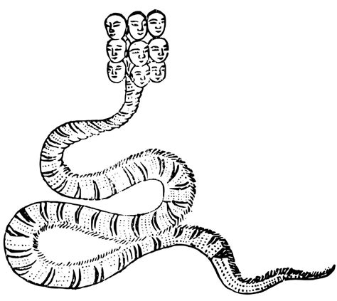 Nine-headed Snake, (the Xiangliu), from a version of Shanhaijing ...