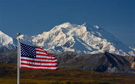 Download wallpapers Flag of the United States, mountain landscape, American flag, July 4 ...