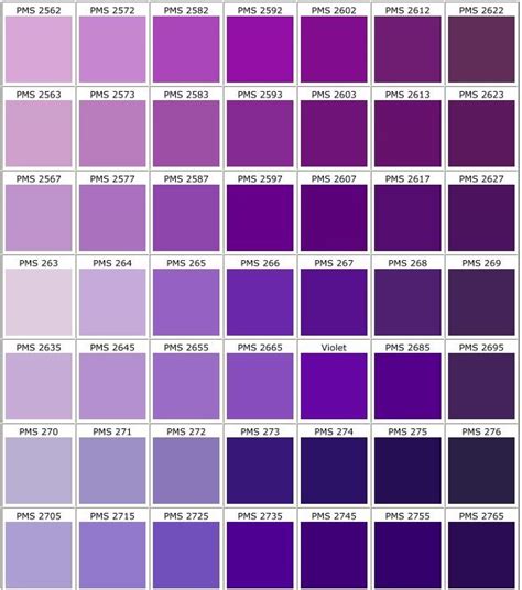 6 Shades Of Purple Chart, Colour Shades With Names, Purple Color Chart ...