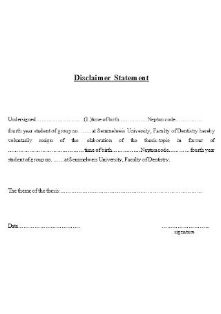 20+ SAMPLE Disclaimer Statements in PDF | MS Word