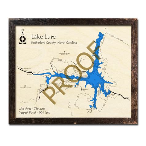 Lake Lure, NC 3D Wood Map