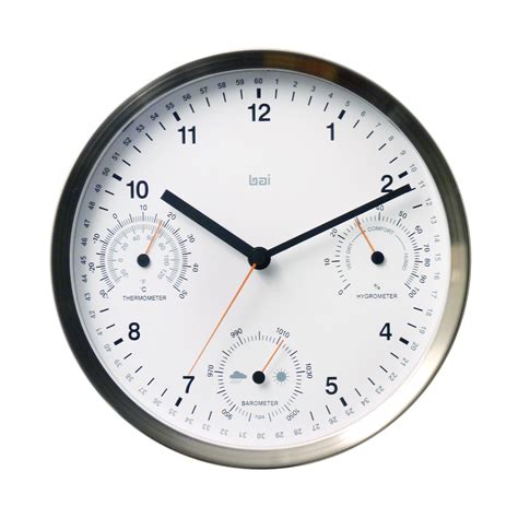 Bai 10" Stainless Steel Weather Station Wall Clock - Thomas Bai Designs ...