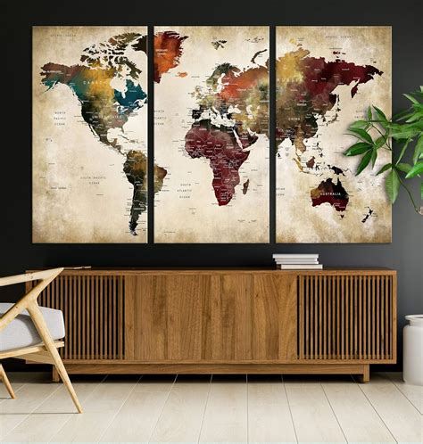 Amazon.com: Canvas Original World Map World Map Wall Art Modern ...