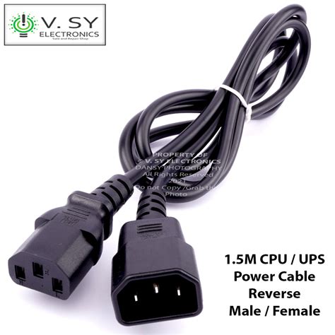 1.5M Heavy Duty 3 Pins Male to Female AC Power Cable Wire for Desktop PC CPU UPS Monitor LED LCD ...