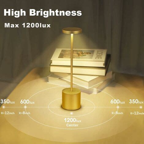 Rechargeable cordless table lamp, 5000mAh LED metal desk lamp USB ...