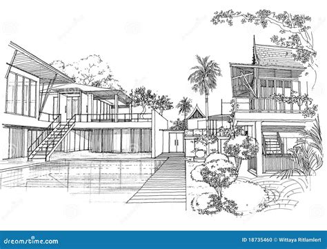 Interior Architecture Construction Landscape Sketc Stock Illustration ...