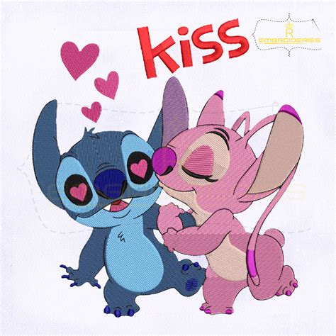 Stitch Embroidery Designs Lilo And Stitch Angel Kiss Love Embroidery ...