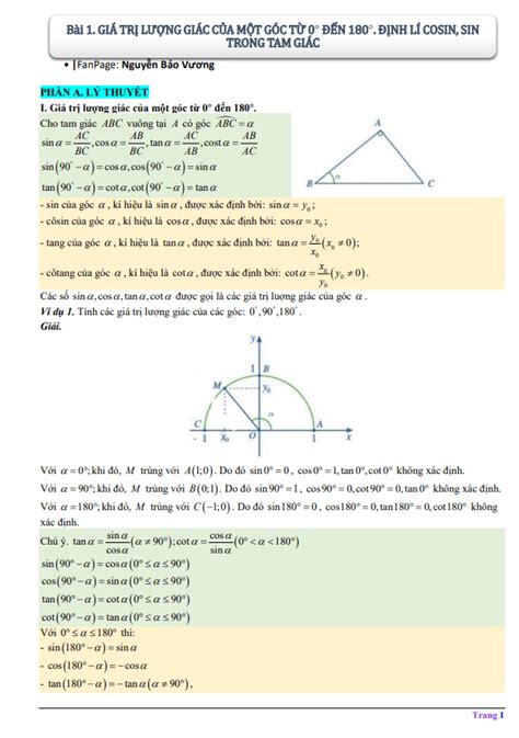 Chuyên đề hệ thức lượng trong tam giác - Lê Bá Bảo - TOANMATH.com