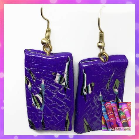 Purple dangling earrings handmade polymer clay earrings | Etsy | Etsy earrings, Earrings ...