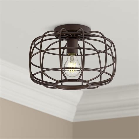 Franklin Iron Works Rustic Farmhouse Ceiling Light Flush Mount Fixture Oil Rubbed Bronze 12 ...