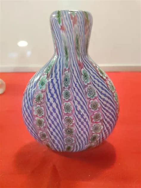 MURANO MILLEFIORI ART Glass Lattice Round Bottle Vase $85.90 - PicClick