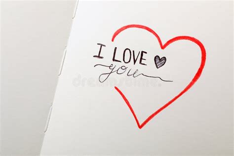 Phrase I Love You and Heart Drawings on Notebook Page Stock Photo - Image of present, amour ...