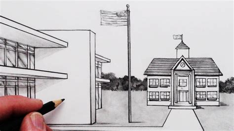 How to Draw a School in Perspective: Narrated Step by Step | Modern drawing, Art drawings ...