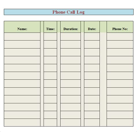 Phone Log Template - 8+ Free Pdf , Doc Download