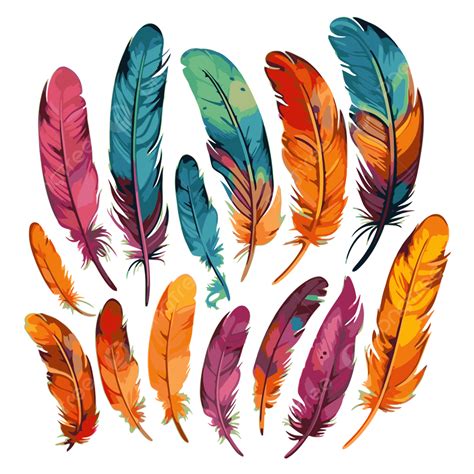 Colorful Turkey Feathers Vector, Sticker Clipart Colorful Feather Feather Illustrations Cartoon ...