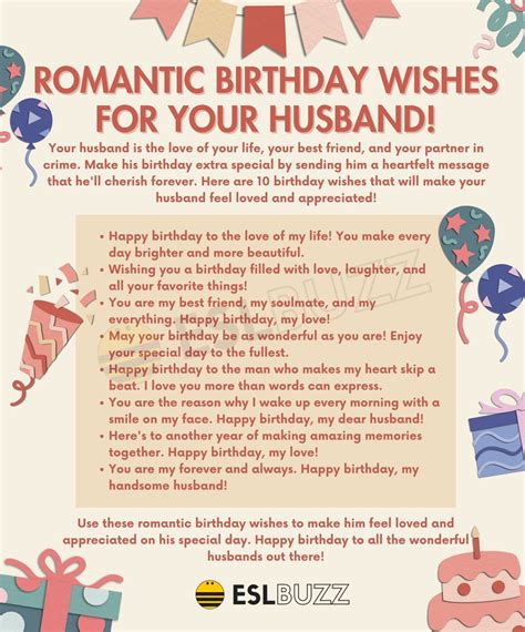 Romantic Birthday Wishes for Husband to Celebrate His Special Day - ESLBUZZ