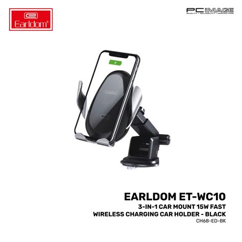EARLDOM ET-WC10 3in1 Car Mount 15W Fast Wireless Charging Car Holder - Black | PC Image