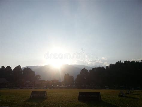 Sky Football Field at Sunset. Editorial Photo - Image of sunset, field ...