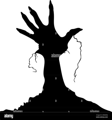 Zombie hand coming out of the ground silhouette. Vector illustration ...
